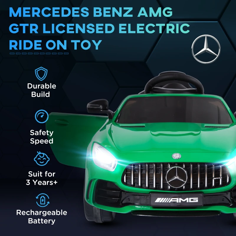 HOMCOM 12V Licensed Mercedes Benz Ride-On Car, with Lights, Remote, Music, Horn, for Ages 3-5 Years, Green