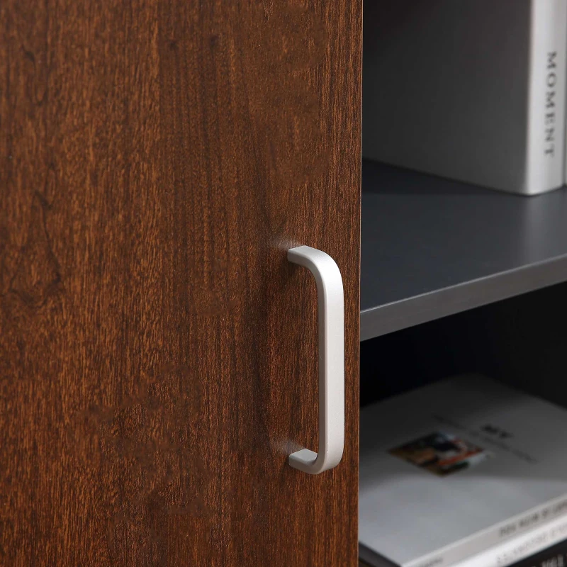 HOMCOM Mobiletto da Ufficio Armadietto Portadocumenti con Rotelle, Moderno per Casa Studio in Legno, Color Noce e Grigio,100x40x66cm