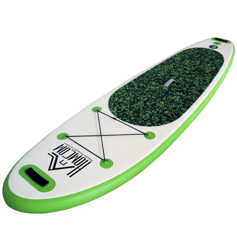 HOMCOM Tavola Gonfiabile SUP Stand Up Paddle con Pagaia Regolabile, Paddle Surf Gonfiabile Tavola da Surf con Accessori, Verde 302x76x15cm
