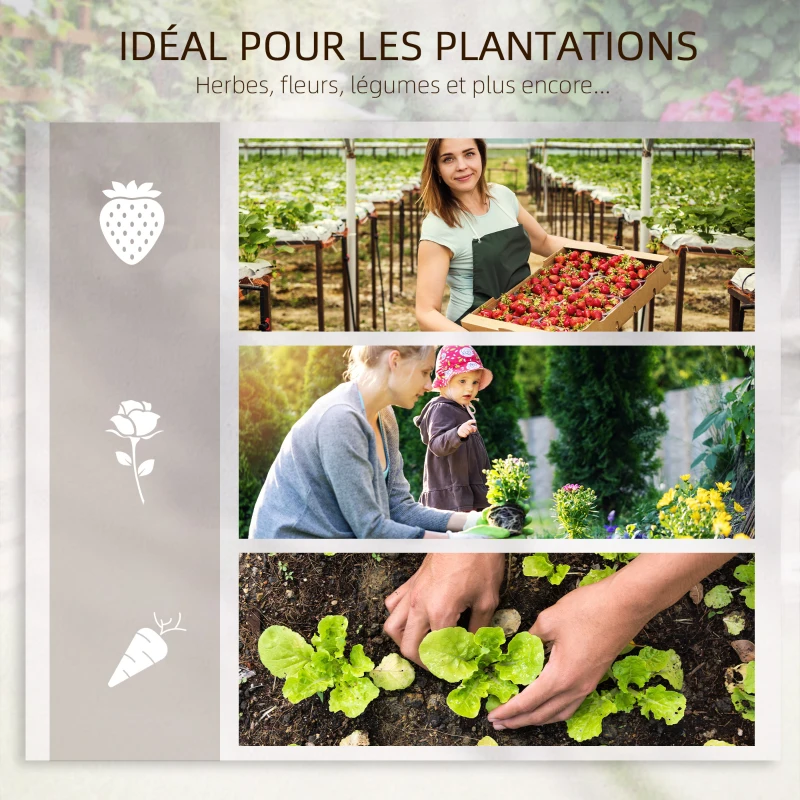 Outsunny Carré potager jardinière à 3 étages avec treillis lit surélevé en bois pour plantes grimpantes légumes fleurs naturel