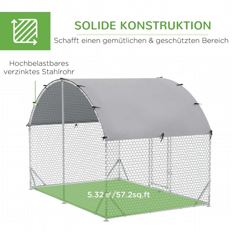 PawHut Gehege für Kleintiere, Outdoor-Freilaufgehege für Hühner, Kaninchen, Enten, stabile Konstruktion, Stahl und Oxford-Stoff(m-6)