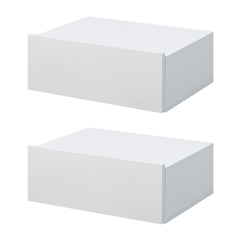 HOMCOM Set de 2 Mesitas de Noche Flotantes con 1 Cajón Diseño Montado en la Pared Estilo Moderno para Dormitorio 40x30x15 cm Blanco