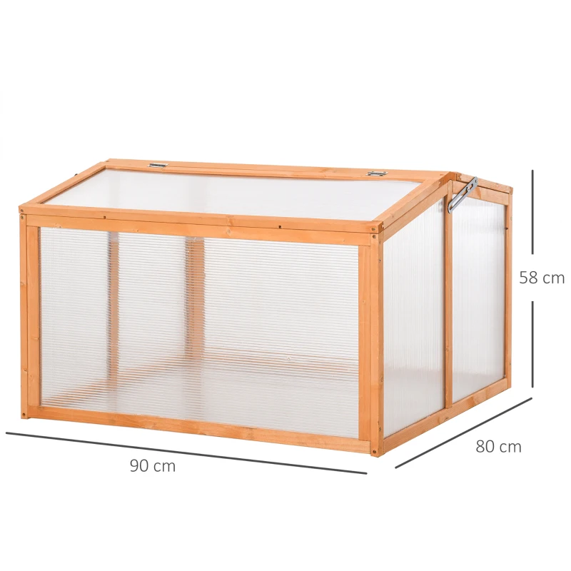 Outsunny Mini Serre de Jardin Serre à tomates dim. 90L x 80l x 58H cm toits ouvrables Panneaux de Polycarbonate Bois Sapin pré-huilé