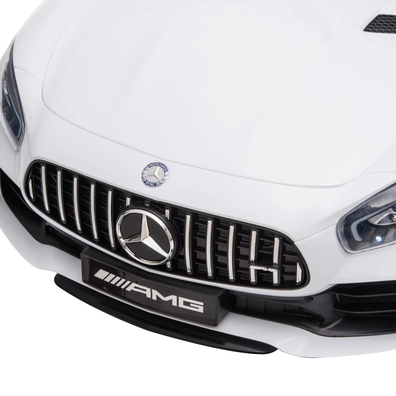 HOMCOM Kinderfahrzeug GTR 12V Mercedes-AMG GTR Elektroauto mit Fernbedienung Musik(MP3/USB) Licht ab 3 Jahren Metall Weiß 105 x 58 x 45 cm