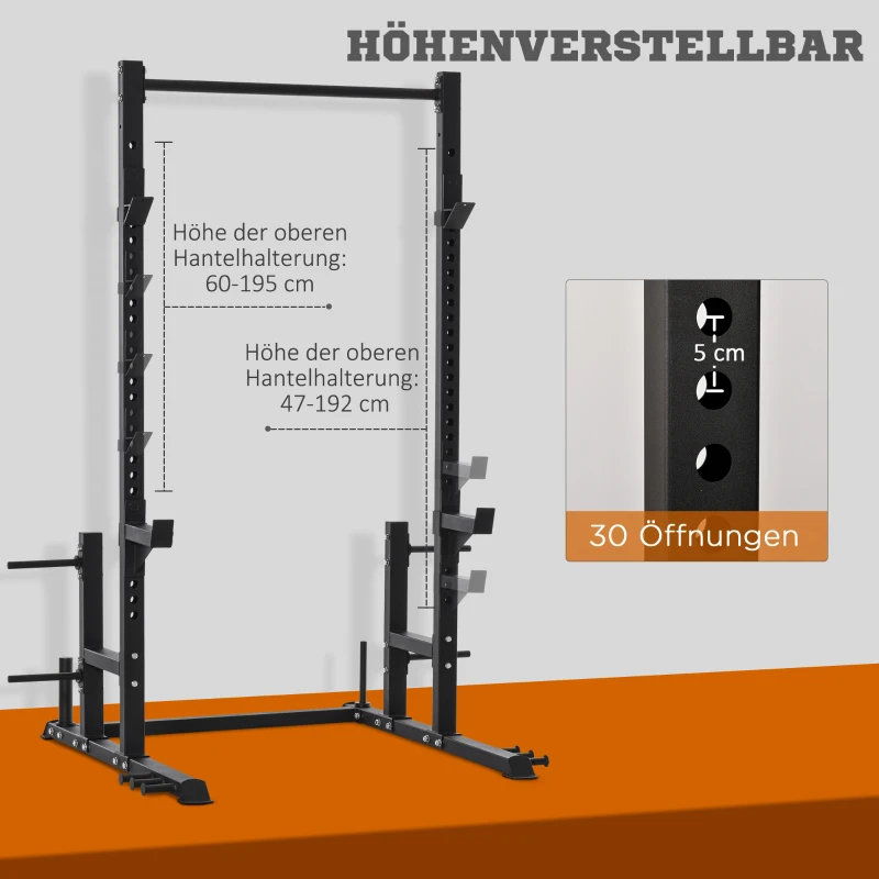 HOMCOM Kraftstation Hantelbank mit Klimmzugstange 140 x 171 x 228cm Stahl Schwarz