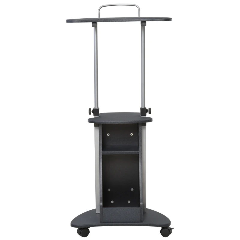 HOMCOM Laptoptisch Laptop Ständer Notebooktisch mit Rollen und Ablagefläche Computer Tablet höhenverstellbar Stahl + MDF Schwarz 54 x 40 x 80-115 cm