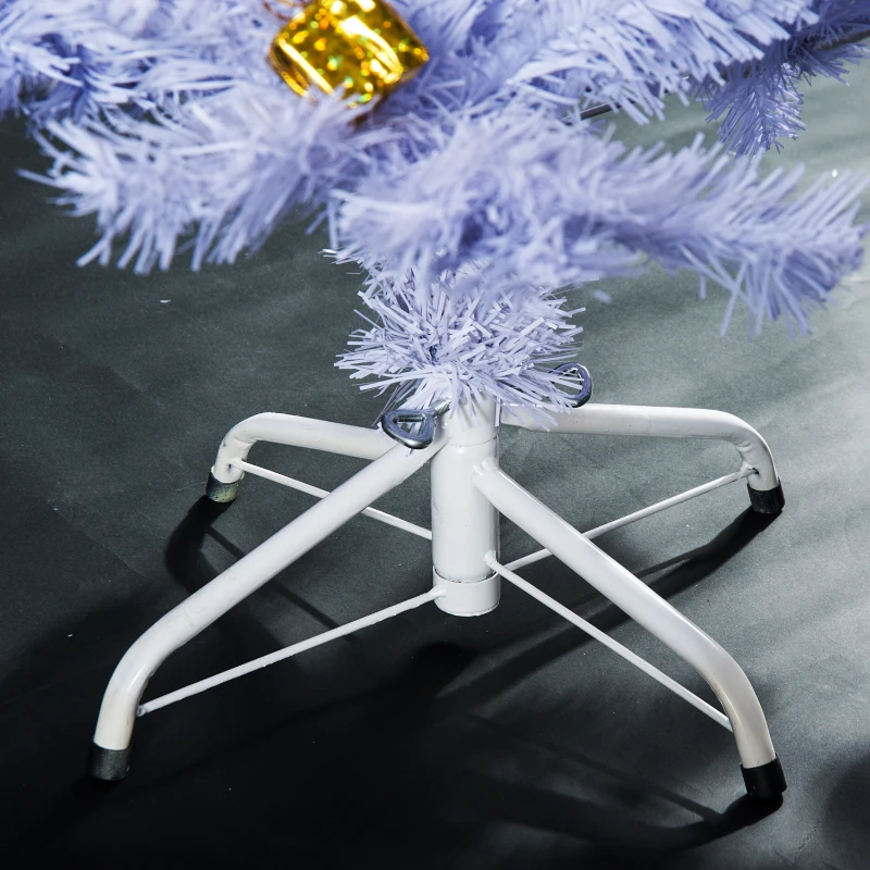HOMCOM Árbol de Navidad Artificial 150 cm con 680 Ramas de PVC 48 Decoraciones Incluidas Ø85x150 Blanco