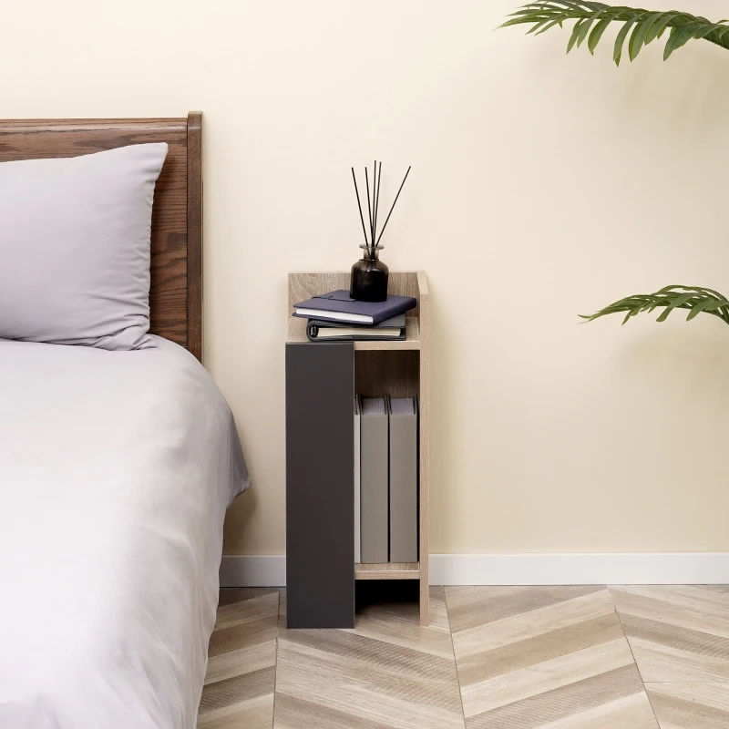 HOMCOM Comodino Moderno Grigio con Ripiano Aperto, Set 2 Pezzi in Truciolato per Camera da Letto e Soggiorno, 27x25x60cm