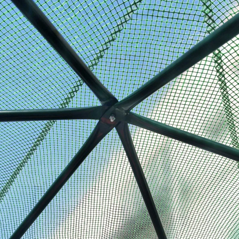 Outsunny Invernadero de Jardín Hexágono 194x194x215 cm Vivero Casero con 6 Estantes Puerta Enrollable y Marco de Acero Galvanizado para Cultivos Plantas Macetas Flores Verde