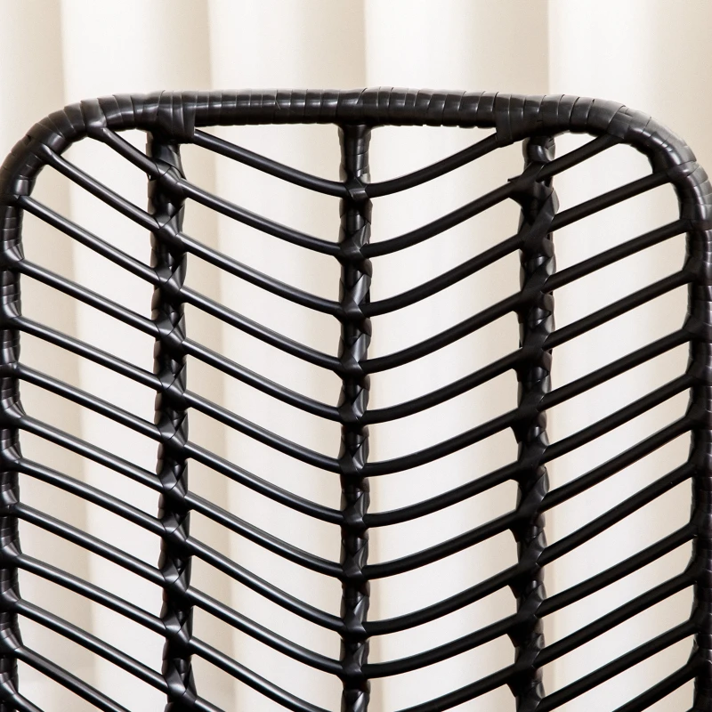 HOMCOM 2er-Set Esszimmerstühle Aktzentstühle Küchenstühle, Boho-Stil, Rattan,  44 cm x 58 cm x 85 cm, Schwarz