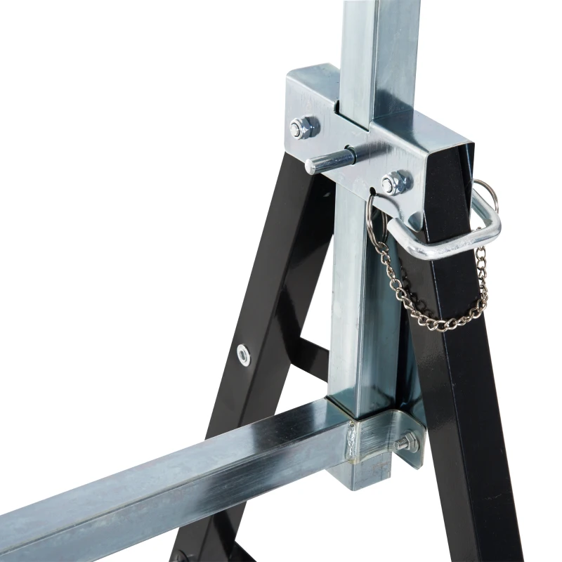 HOMCOM Set 2 Cavalletti da Lavoro Pieghevoli Portata 200 kg, Altezza Regolabili 80-130 cm, Cavalletti Telescopici Salvaspazio in Acciaio per Fai da Te, Garage e Giardino, Nero