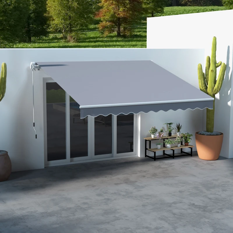 Outsunny Markise Gelenkarmmarkise Sonnenschutz Balkon Grau 2,95 x 2,5m