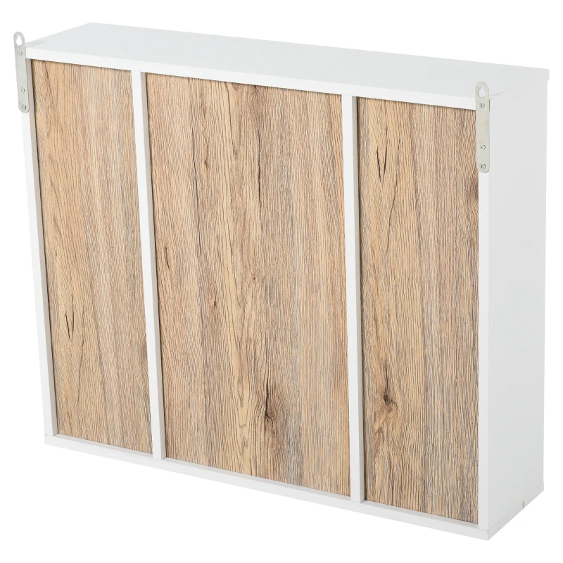HOMCOM Spiegelschrank Badschrank Hängeschrank Badmöbel Wandschrank Mehrzweckschrank, Spanplatte+MDF, Weiß + Natur 60 x 14,5 x 49,4 cm