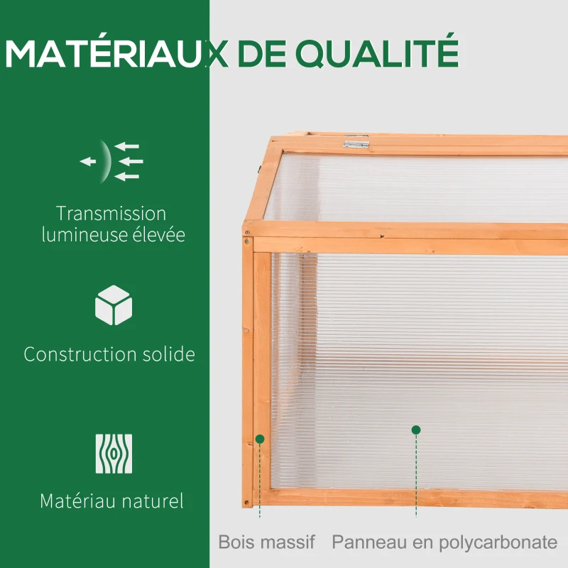 Outsunny Mini Serre de Jardin Serre à tomates dim. 90L x 80l x 58H cm toits ouvrables Panneaux de Polycarbonate Bois Sapin pré-huilé