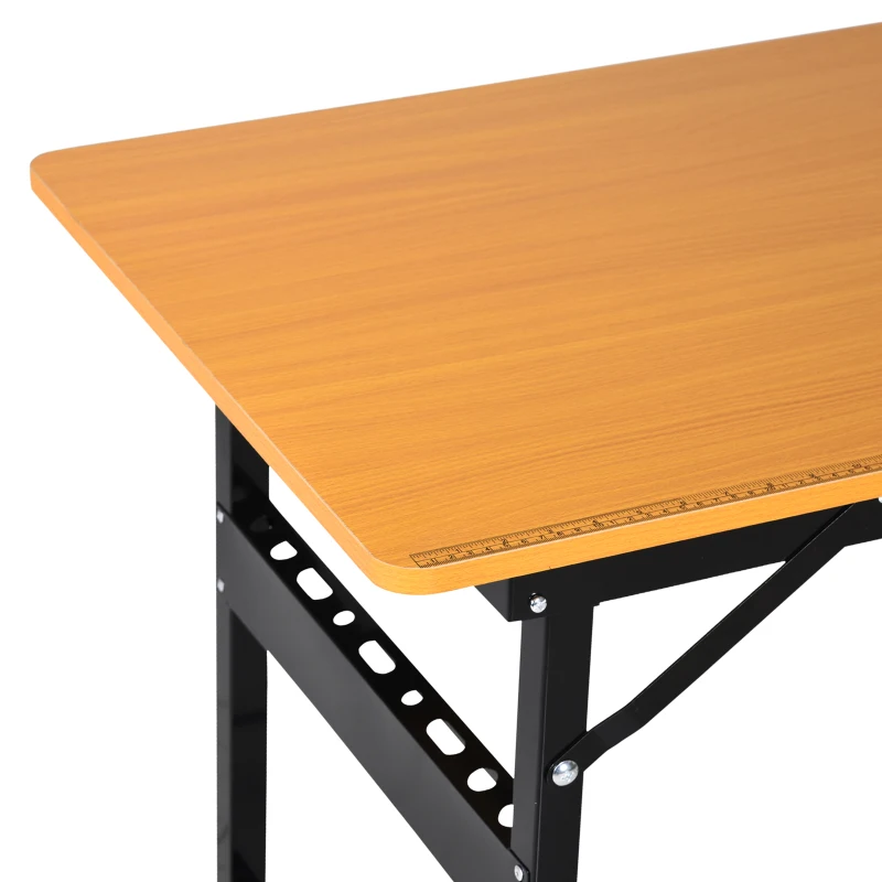 HOMCOM Établi atelier pliant table de travail pliable avec règle et rapporteur MDF table atelier 100 x 60 x 75,5 cm  jaune noir