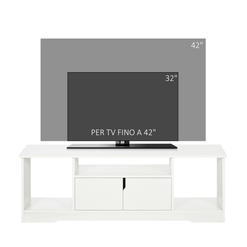 HOMCOM Mobile Porta TV Fino a 42" con Armadietto e Ripiani Aperti in Legno, 120x30x41cm