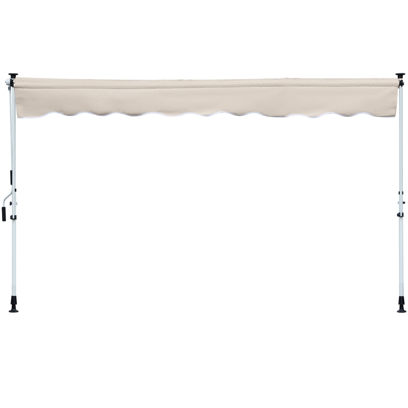 Outsunny Store banne Manuel rétractable 4L x 1,2l m Auvent Téléscopique sans Perçage Inclinaison et Hauteur réglable Installation Rapide métal alu Polyester Anti-UV kaki