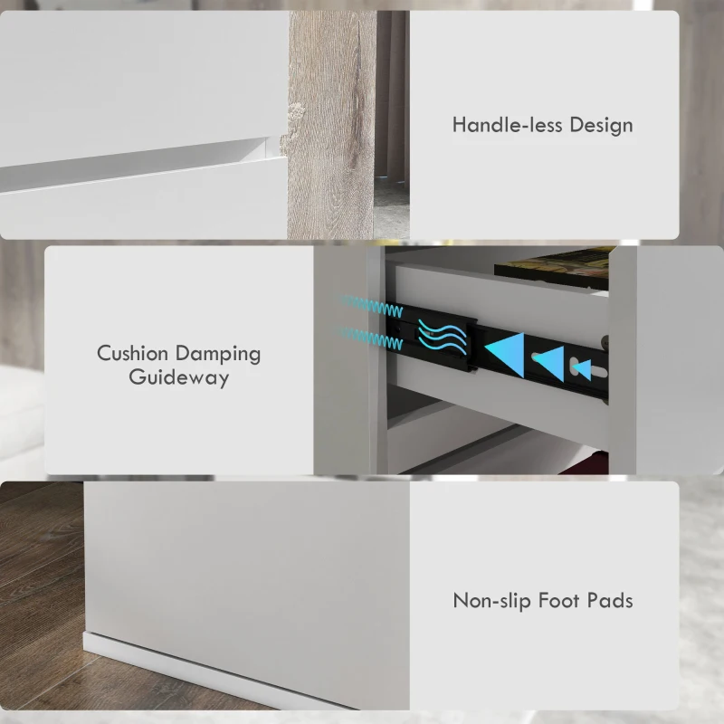 HOMCOM High Gloss Chest of Drawers, 4-Drawer Storage Cabinets, Modern Dresser for Bedroom, White