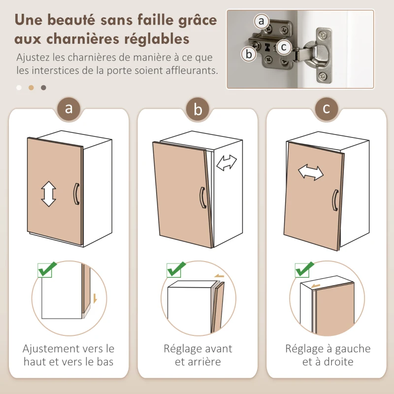HOMCOM Buffet de cuisine haut 5 portes dont 2 portes vitrées et 1 tiroir, 1 niche centrale - hauteur 180 cm blanc
