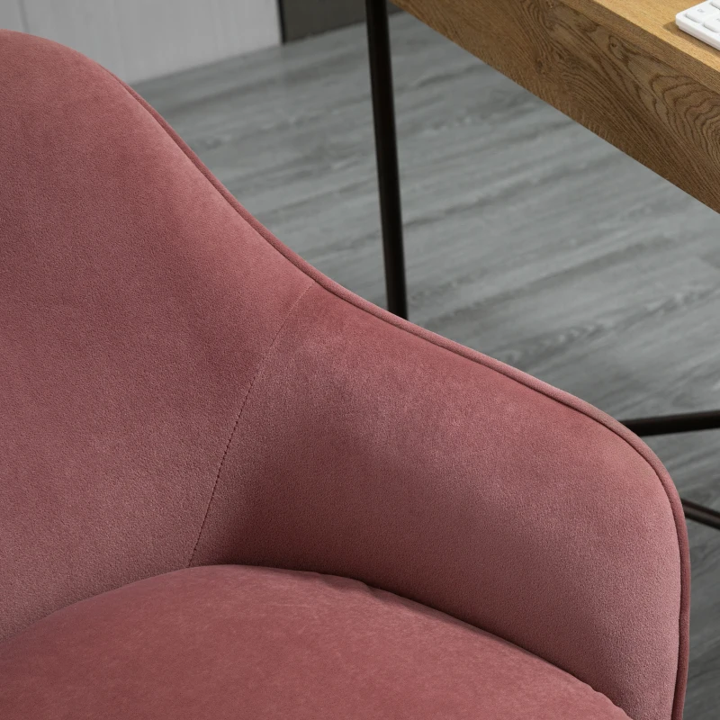 Vinsetto Schreibtischstuhl mit Knopfheftung, höhenverstellbar, Wippfunktion, Samtoptik, 61 cm x 59 cm x 90,5 cm, Altrosa