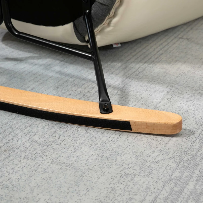 HOMCOM Silla Mecedora Tapizada en Lino y Cuero Sillón Balancín Relax con Asiento Acolchado y Reposabrazos 42x46x47 cm Gris