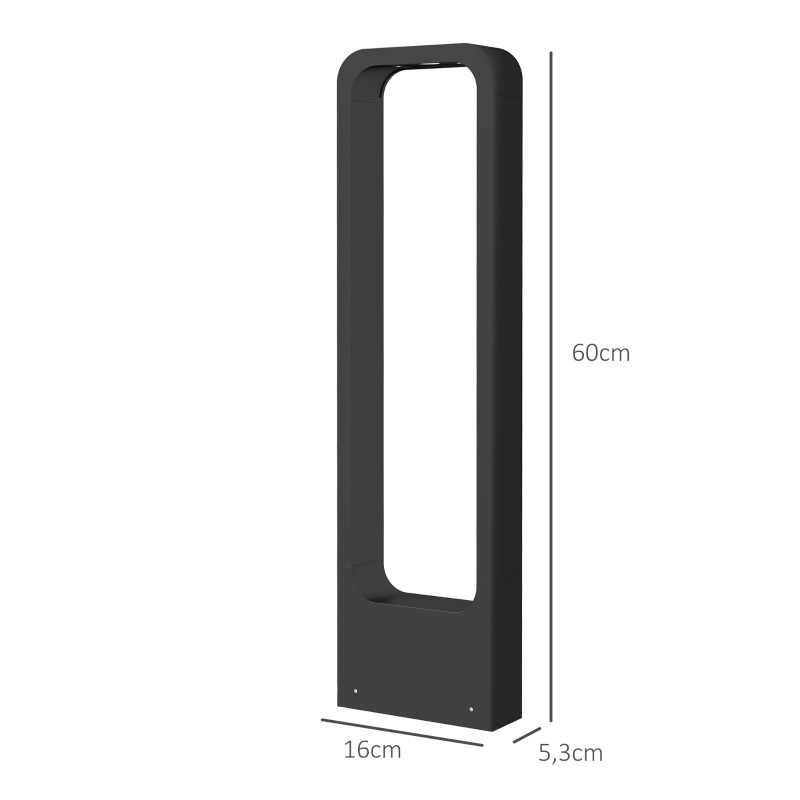Outsunny Lampes d'extérieur, bornes lumineuse LED blanc chaud, abat-jour en acrylique, cadre en aluminium - noir