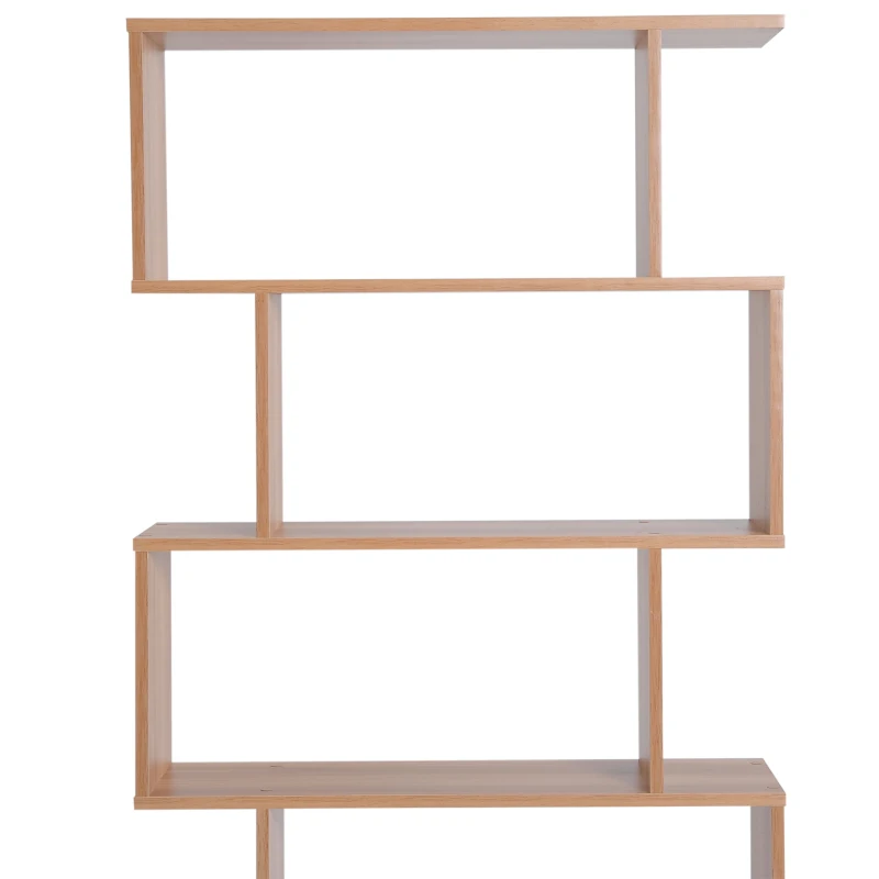 Homcom Étagère Zig Zag 6 Niveaux Hêtre Clair 80 x 23 x 192 cm