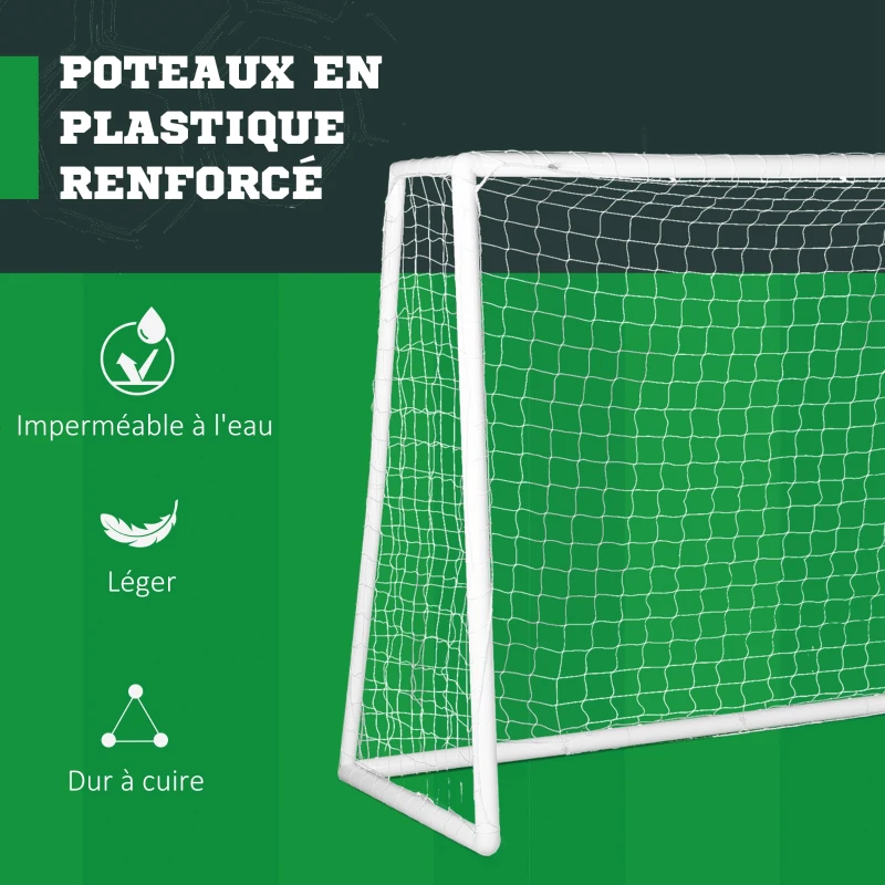 SPORTNOW But de football cage de foot but d'entrainement en PVC - piquets inclus - dim. 300L x 120l x 200H cm blanc