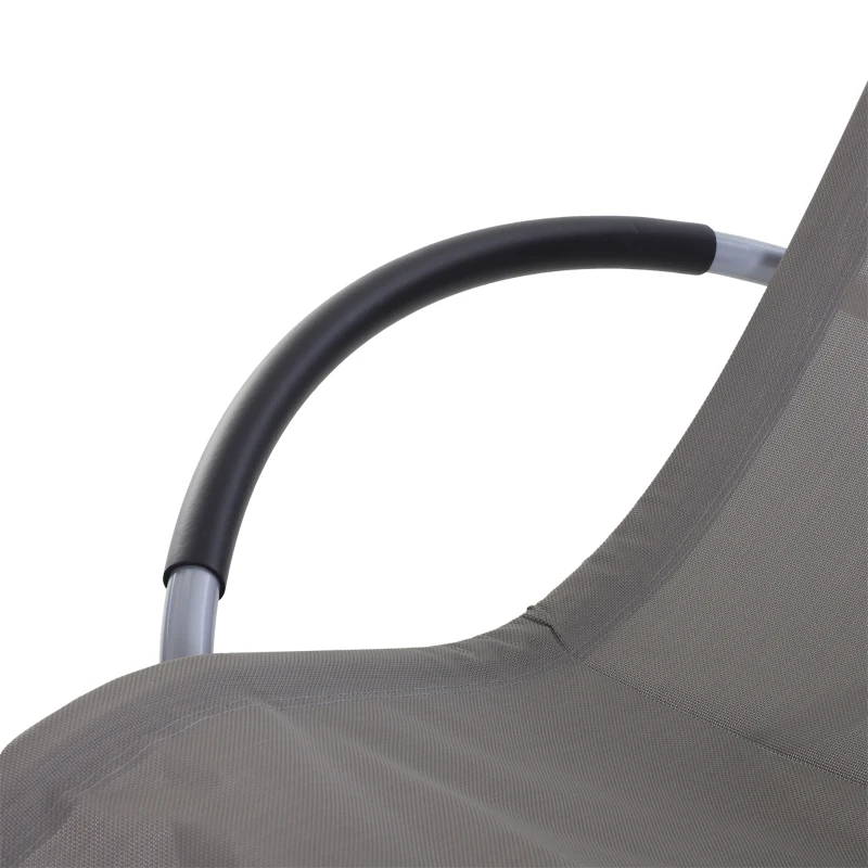 Outsunny Tumbona Mecedora de Jardín con Reposacabezas Extraíble y Tela de Texteline para Aire Libre 154x80x84 cm Gris