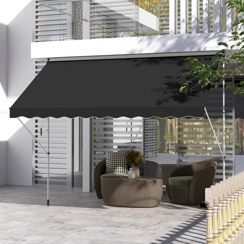 Outsunny 3x1.5m  Adjustable Outdoor Aluminium Frame Awning Black
