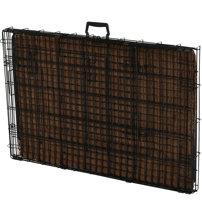 PawHut Cage caisse de transport pliante pour chien poignée, plateau amovible, coussin fourni 92 x 57 x 62,5 cm noir
