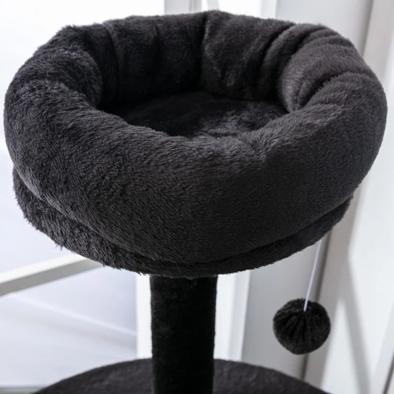 PawHut Árbol Rascador para Gatos Grande 65x50x153 cm Torre para Gatos Centro de Actividades con Múltiples Plataforma Poste Hamaca Bolas de Juguete y Cueva Gris Oscuro