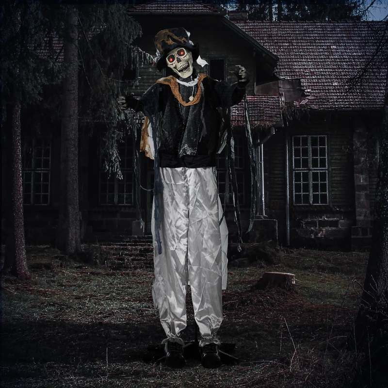 HOMCOM Halloween-Geist, Halloween-Dekoration, Soundfunktion, mit Bewegungssensor und LED-Lichtern, 101 cm x 64 cm x 178 cm