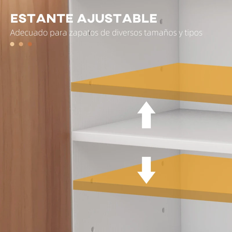HOMCOM Armario Zapatero Moderno con 2 Puertas Estantes Ajustables para 12 Pares de Zapatos para Pasillo 83x30x90 cm Natural