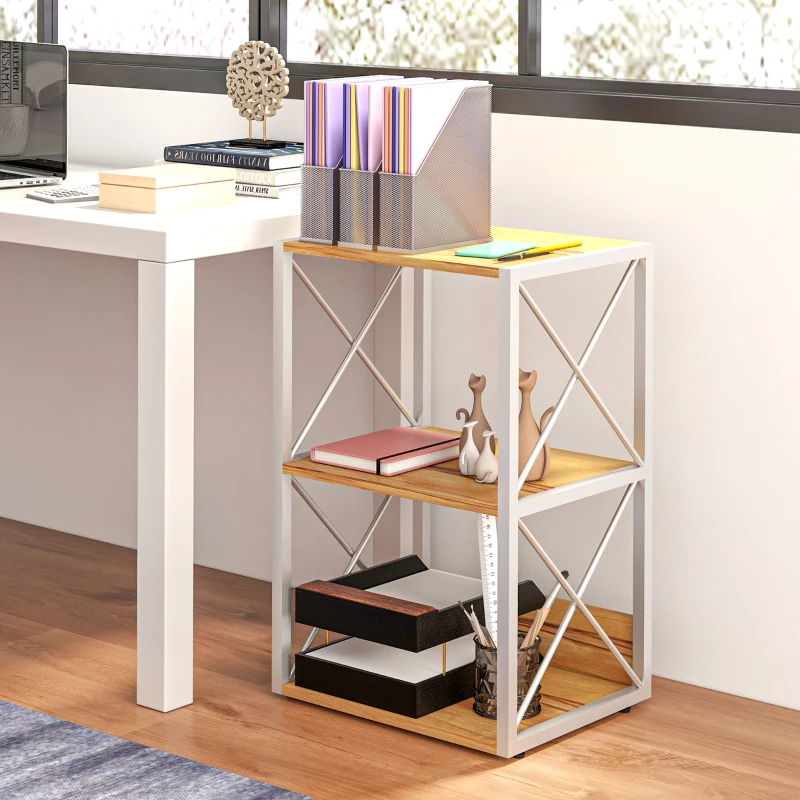 HOMCOM Mobiletto Scaffale per Soggiorno Cucina, Bagno 3 Ripiani Salvaspazio Legno 40x35x72.5cm