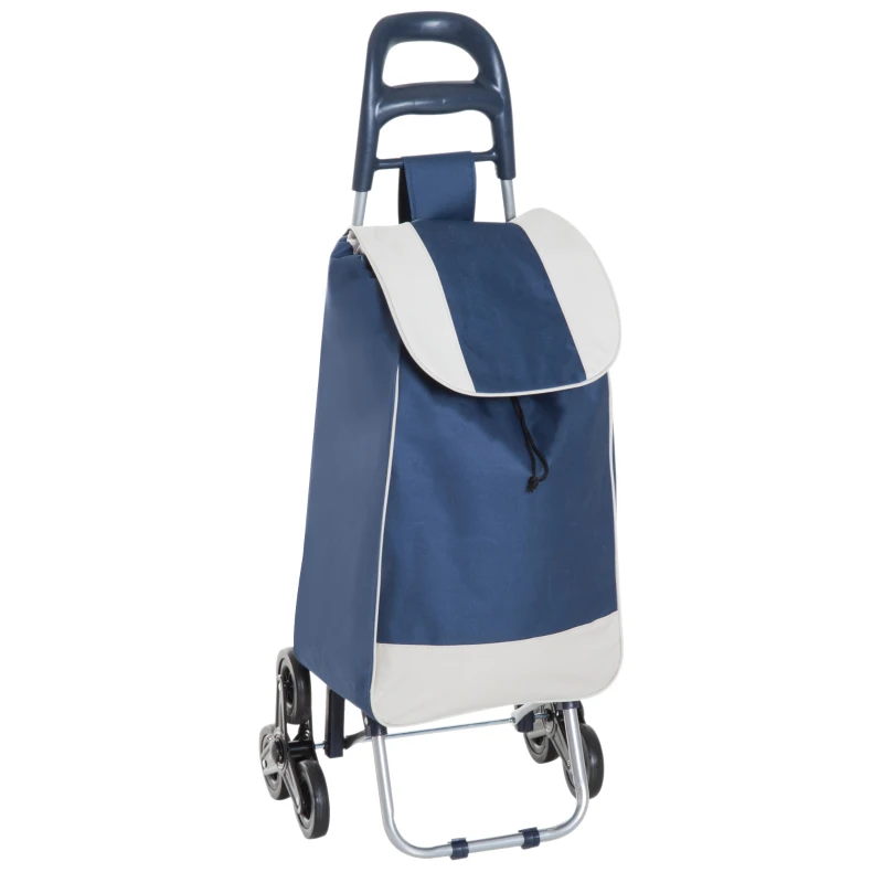 Homcom Chariot de Courses Pliable à 6 Roues Bleu 40 x 29 x 95 cm