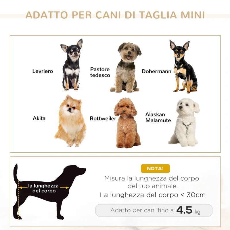 PawHut Divanetto da Interni per Cani con Cuscino Sfoderabile Marrone, 70x48x40cm