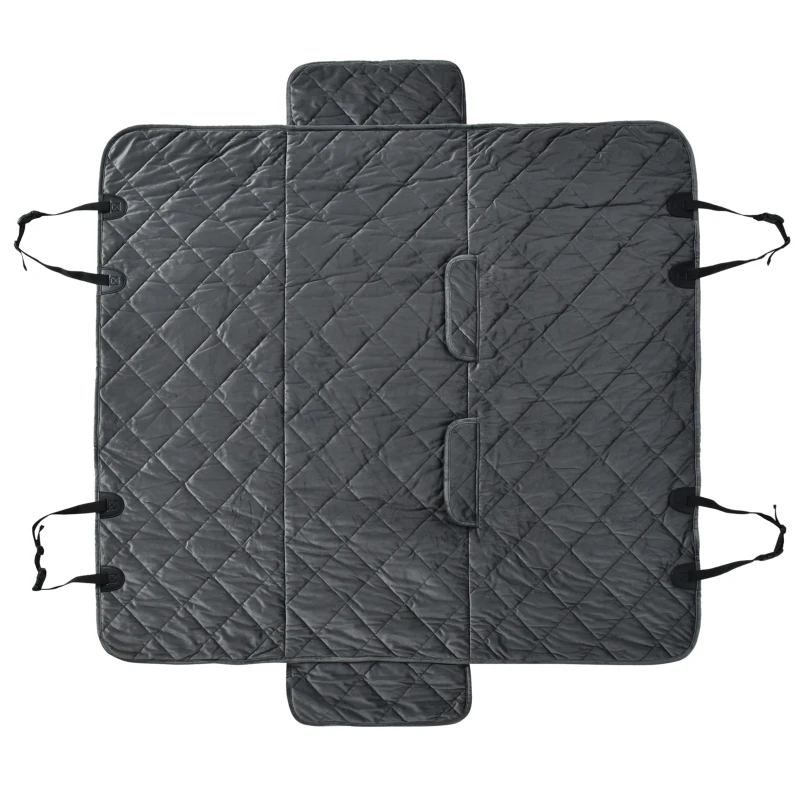 PawHut Funda de Asiento de Coche para Perros Cubierta Protectora Mascotas Antideslizante y Aperturas para Cinturón de Seguridad Fácil de Instalar y Limpiar 160x145 cm Gris