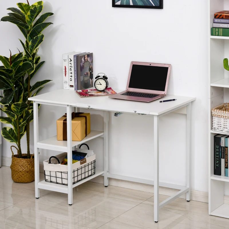 HOMCOM Table à Dessin Bureau inclinable Design Contemporain dim. 110L x 55l x 76H cm 2 étagères Panneaux Particules métal Blanc
