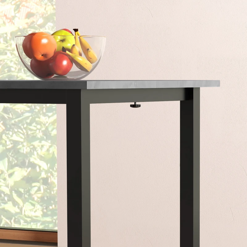 HOMCOM Esszimmertisch, Küchentisch, erweiterbar, für 6 Personen, 160x70, Dunkelgrau(m-8)