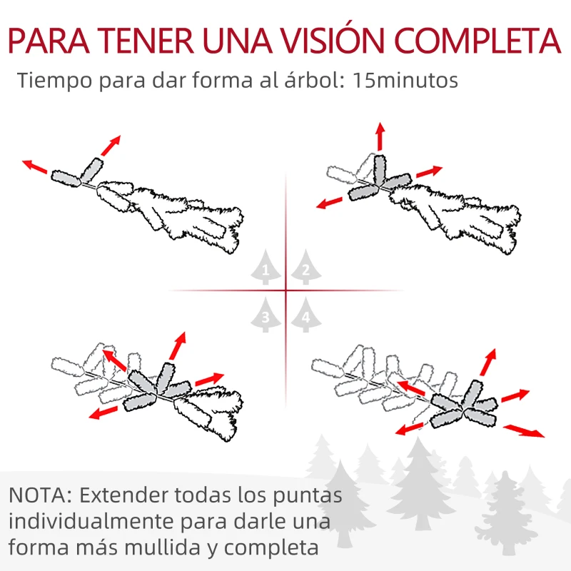 HOMCOM Árbol de Navidad Artificial Nevado 210 cm con 1021 Ramas y Soporte de Metal Árbol Navideño Nevado para Interior Verde