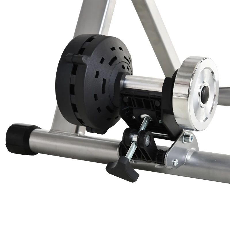 HOMCOM Rullo Bicicletta Allenamento a Magnetico Pieghevole, Rulli per Bici da Corsa in Acciaio, Trainer per Bici da 26"-28" e 700C, 54.5x47.2x39.1cm