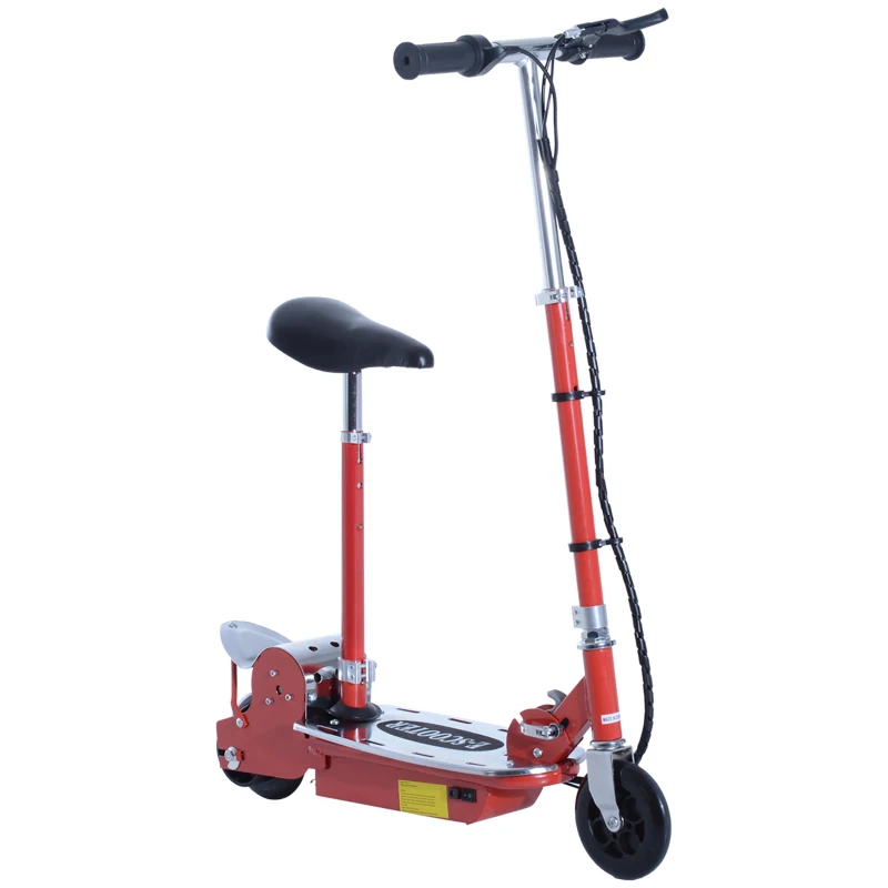 HOMCOM Trottinette électrique 120 W pliable pour enfant de 7 à 12 ans hauteur guidon et selle réglable 10 Km/h max. rouge