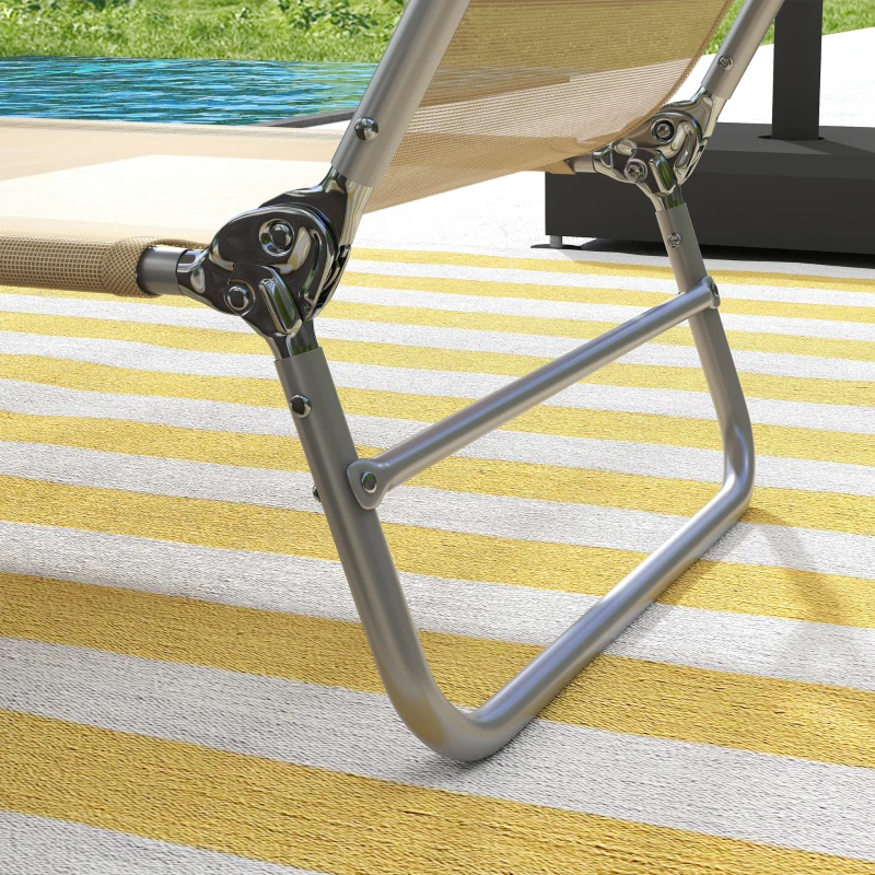 Outsunny Set of Two Steel Frame Sun Loungers, with Reclining Backs - Brown