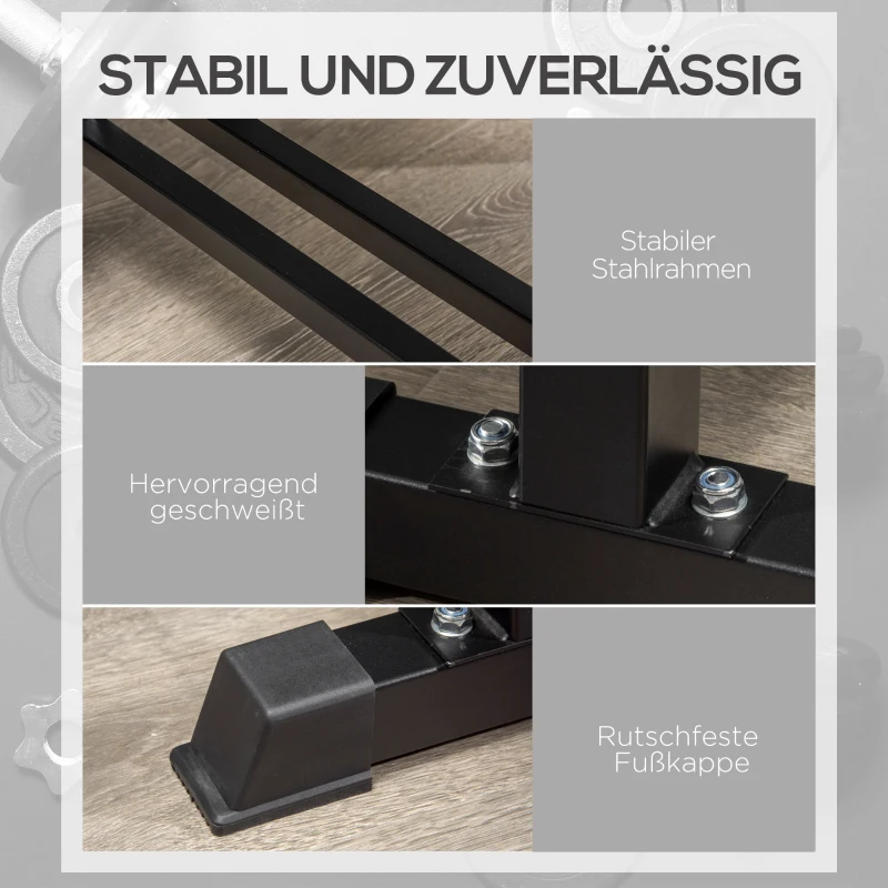 HOMCOM Multifunktion Hantelbank Kraftstation Gewicht bis 150 kg Trainingsbank Metall Kunstleder Schwarz 118 x 36 x 44 cm