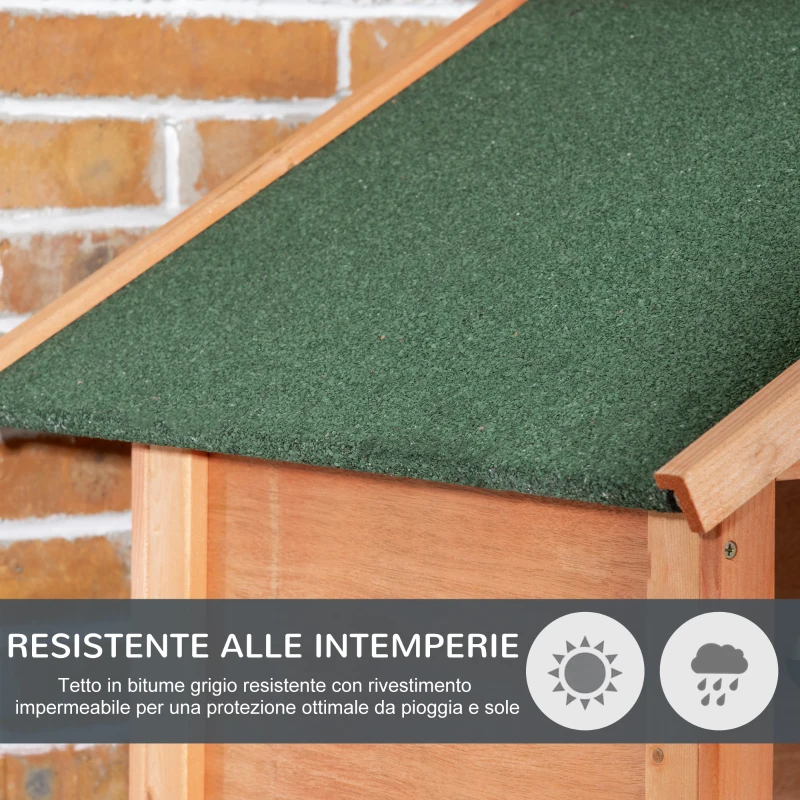 PawHut Gabbia per Uccelli in Legno e Metallo a 3 Aperture con 4 Posatoi e Vassoio Rimovibile, 80.5x57x153 cm, Arancione