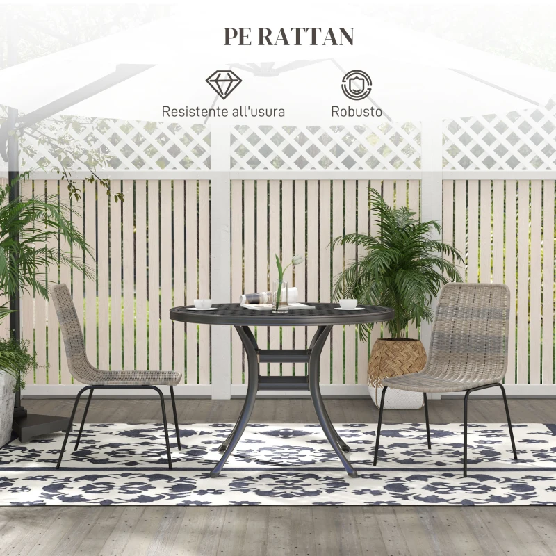 HOMCOM Set 2 Sedie da Giardino e Interno Stile Boho con Schienale Basso e Rivestimento in Rattan PE, Giallo