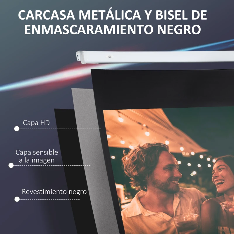 HOMCOM Pantalla de Proyector Eléctrica 100 Pulgadas Pantalla Proyección 16:9 con Mando a Distancia 253x7,5x168 cm Blanco