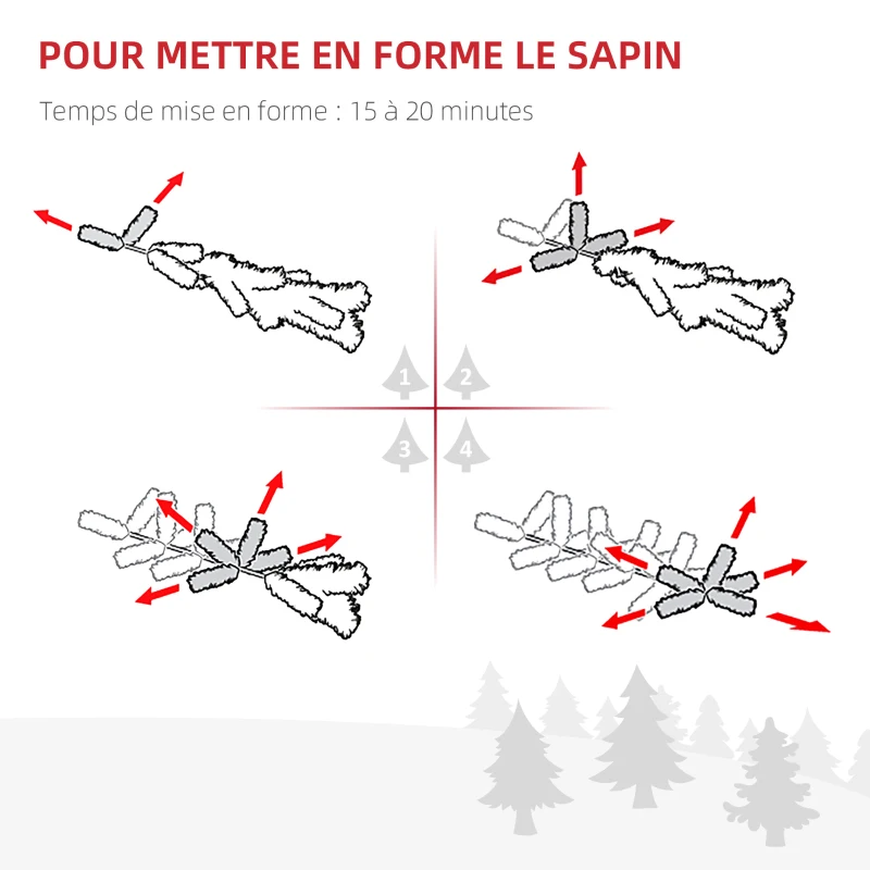 HOMCOM Arbre de Noël artificiel scène de neige Ø 75 x 150H cm 416 Réplique d'une branche d'épine Nordmann Grand Réalisme