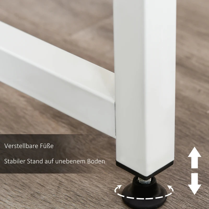 HOMCOM Schreibtisch im Industrie-Design, Computertisch, Gaming-Desk, 1 Ablage, Weiß + Natur